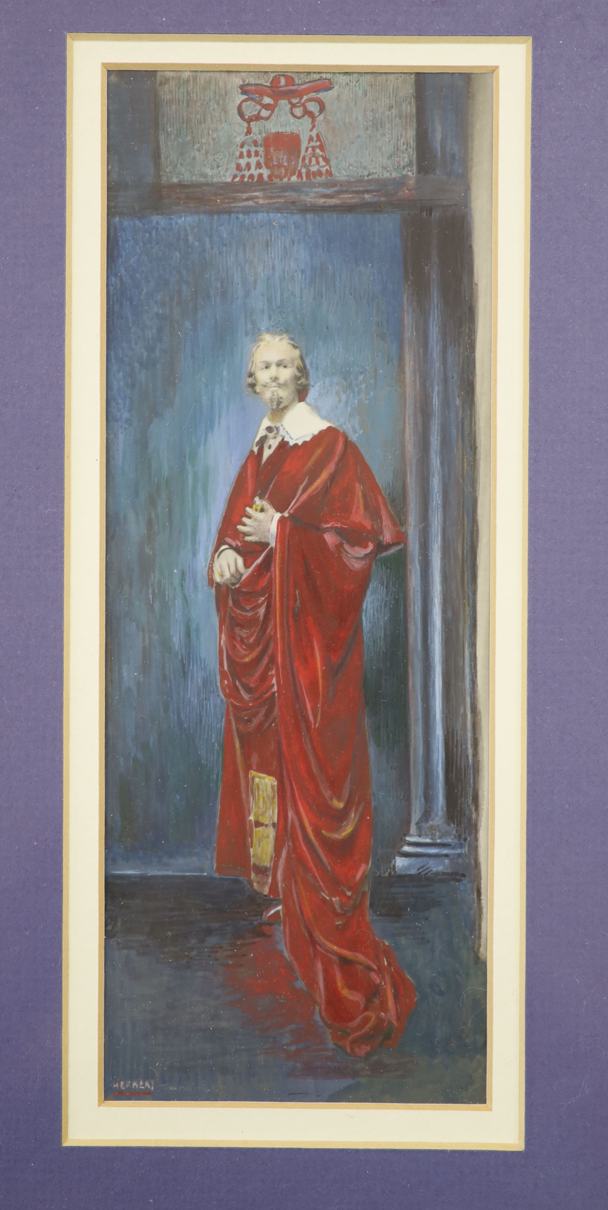 English School 1913, watercolour, 'A False Alarm', monogrammed and inscribed 'Merry Christmas', 21 x 16cm, and an overpainted print of a Cardinal, 20 x 7.5cm